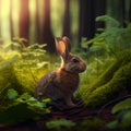 Rabbit in forest cinematic image Generative AI