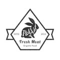 Rabbit Fresh Meat, Organic Premium Quality Retro Logo Template, Badge for Butchery, Meat Shop, Packaging or Advertising