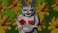 Rabbit gives a flower a rose and a ring