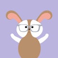 Rabbit with glasses. On a lilac background