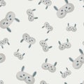 Rabbit gray color geometric seamless pattern on white background. Children graphic design element for different purposes