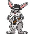 Rabbit with Hammer and Nail Cartoon Clipart Royalty Free Stock Photo