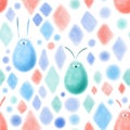 Easter rabbit hand drawn pattern colorfull light