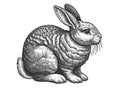 Rabbit hare bunny engraving raster illustration