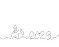 Rabbit, hare line art and inscription 2023.