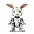 Rabbit or hare robot, robotic animal isolated over white background. Created with generative Ai Royalty Free Stock Photo