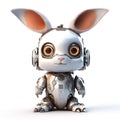 Rabbit or hare robot, robotic animal isolated over white background. Created with generative Ai