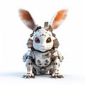 Rabbit or hare robot, robotic animal isolated over white background. Created with generative Ai Royalty Free Stock Photo