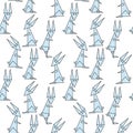 Rabbit or hare seamless pattern. Cute animals in the geometric style. Background for children`s fabric, Wallpaper, cases and much Royalty Free Stock Photo