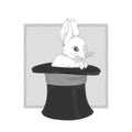 Rabbit in the hat. Hand drawing. Vector illustration