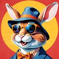 Rabbit hat sunglasses bow tie hat character Royalty Free Stock Photo