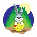 rabbit hatched from easter egg. Vector illustration decorative design