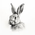 Detailed Rabbit Pencil Drawing In Digital Illustration Style