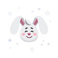 Rabbit head. Hare with stars, kids illustration, print for clothing.