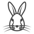 Rabbit head line icon, animals concept, hare head sign on white background, bunny face silhouette icon in outline style