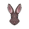 Rabbit head in pixel art style.