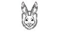 rabbit head in shield black and white vector art Royalty Free Stock Photo