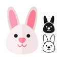 Rabbit head simple icons. Set of colored and monochrome icons. Animals. Simple flat design Royalty Free Stock Photo