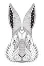 Rabbit head zentangle stylized, vector, illustration, pattern, f Royalty Free Stock Photo