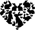 Rabbit with HEART silhouettes