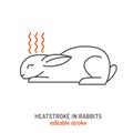 Rabbit heatstroke and fever icon. Hyperthermia in rabbits.