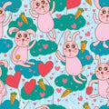 Rabbit heaven seamless pattern Royalty Free Stock Photo