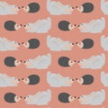 Rabbit and hedgehog seamless pattern