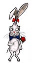 Rabbit holding a red rose