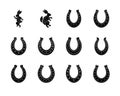 Rabbit and Horseshoe Design Set Black and White Vector Illustrations set Royalty Free Stock Photo