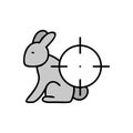 Rabbit, hunter icon. Simple outline colored vector of adventure icons for ui and ux, website or mobile application