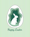 Rabbit inside egg illustration, paper cut style background related to Easter Celebrating