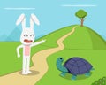 Rabbit invite tortoise to competition, vector