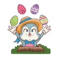 Rabbit joggling eadter eggs Royalty Free Stock Photo