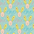 Rabbit kids pattern. Seamless background for textile