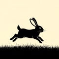Of a rabbit leaping over a patch of grass set against a plain light Royalty Free Stock Photo
