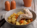 Rabbit leg with potato Royalty Free Stock Photo