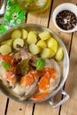 Rabbit legs stewed in mustard gravy sauce Royalty Free Stock Photo