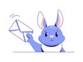 Rabbit with letter. Cute bunny holding message symbol. EPS10 Royalty Free Stock Photo