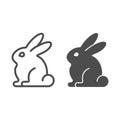 Rabbit line and solid icon, worldwildlife concept, rabbit vector sign on white background, rabbit outline style for Royalty Free Stock Photo