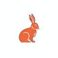 Minimalistic Orange Hare Logo Design On White Background