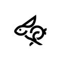 Rabbit logo simple minimalist design, modern rabbit logo design identity Royalty Free Stock Photo