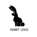 Rabbit logo template. Bunny symbol. Sitting hare silhouette. Vector illustration.