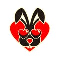 Rabbit love heart icon logo