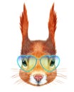 Rabbit in Love! Portrait of Squirrel with sunglasses.