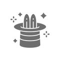 Rabbit in magic cylinder hat, circus grey icon. Royalty Free Stock Photo