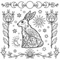 Rabbit mandala. Animal Vector illustration. Adult or kids coloring book