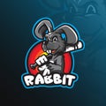 Rabbit mascot logo vector design with modern illustration concept style for badge, emblem and t shirt printing. smart rabbit