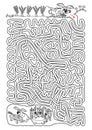 Rabbit maze for kids in black and white