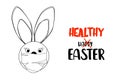 Rabbit in a medical mask. Easter concept. Easter quarantine