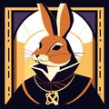 Rabbit in a medieval suit. Vector illustration in a flat style. generative AI